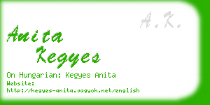 anita kegyes business card